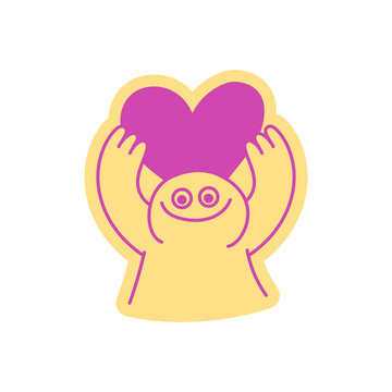 Vector hand-drawn doodle illustration, funny friendly mascot and character for branding, prints, packaging, stickers