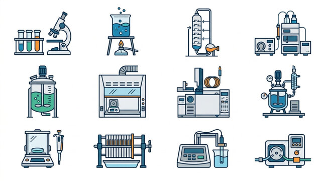 Collection of Scientific Laboratory Equipment and Instruments.