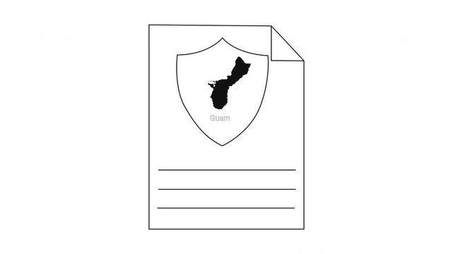Guam Map Inside Shield on Document Illustration.