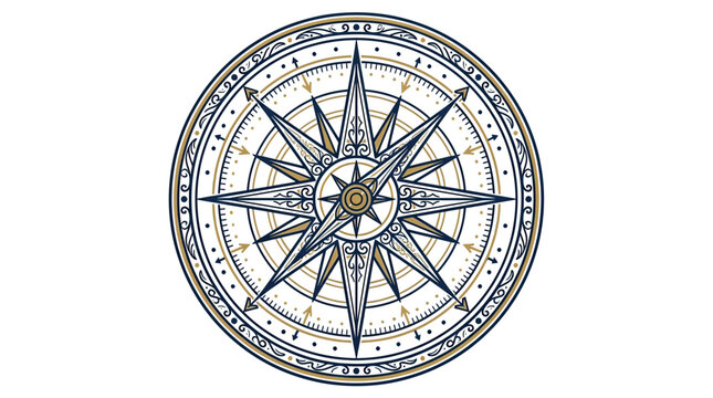 Vintage Compass Rose Navigation Tool Nautical Star Chart Vector Art