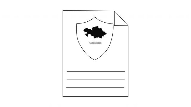 Kazakhstan passport document with shield and map illustration.