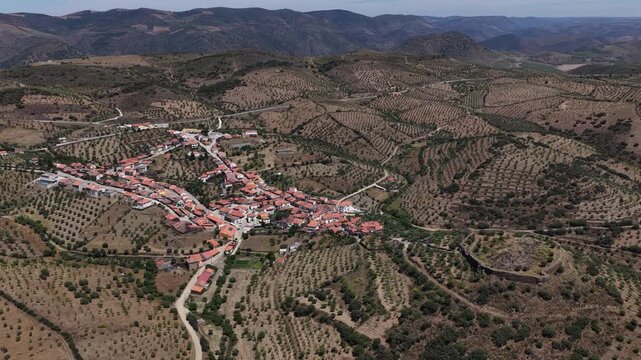 Drone Cinematography Traditional Portuguese Village Castelo Melhor from Above