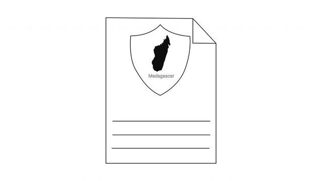 Madagascar Map Shield Document Icon Outline Vector Illustration.
