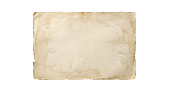 Horizontal antique stained parchment paper with torn edges