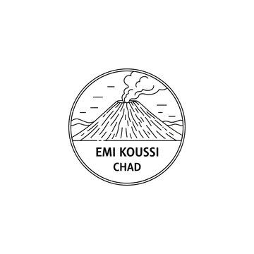 Emi Koussi Volcano Chad Logo Icon Circle Outline Simple Style