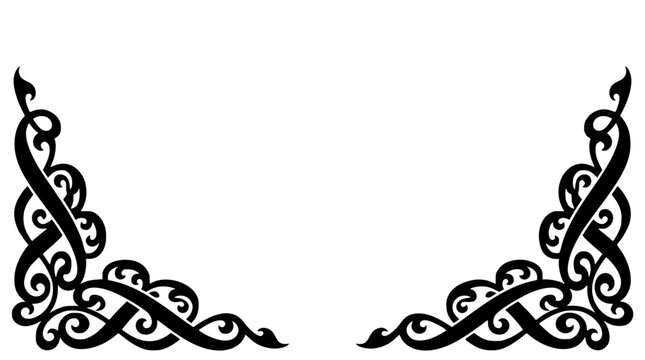 Traditional Thai Line Art Corner Ornament and Decorative Border