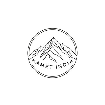 Minimalist Mountain Logo Design with Kamet India Text