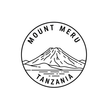 Mount Meru Tanzania Line Art Stamp Badge Logo Circle
