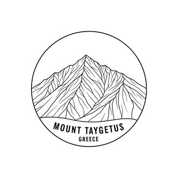 Mount Taygetus Greece Outline Logo Icon Circle Vector Art