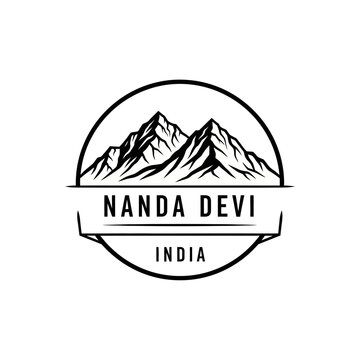 Nanda Devi India Mountain Logo Emblem Badge Vector
