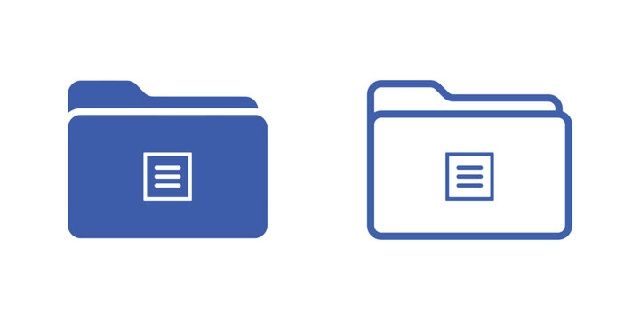 Document folder vector icons with document details and simple outline stroke illustration.