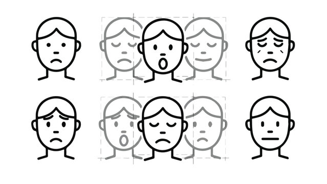 Collection of Diverse Facial Expressions Showing Emotions.