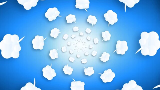 Sky blue thought cloud tunnel abstract journey mind
