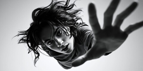 Fototapeta premium Expressive face conveys vulnerability and raw human feeling