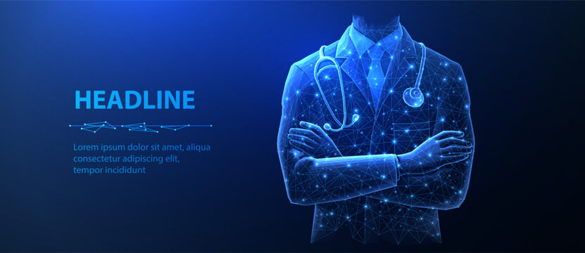 Digital online AI doctor. Healthcare system, hospital medicine tech, virtual doctor, medical assistant, innovation medicine, artificial intelligence, healthcare concept.