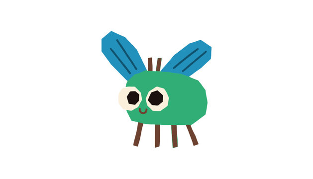 Cute flying insect cartoon character flat illustration