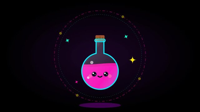 Cute kawaii magic potion colorful cartoon halloween alchemy