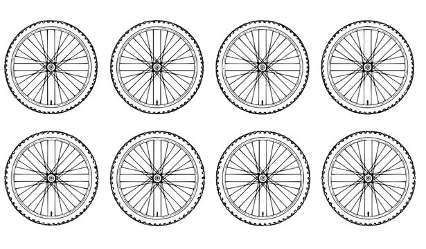 Vintage bicycle wheel collection isolated outline vector illustration set design