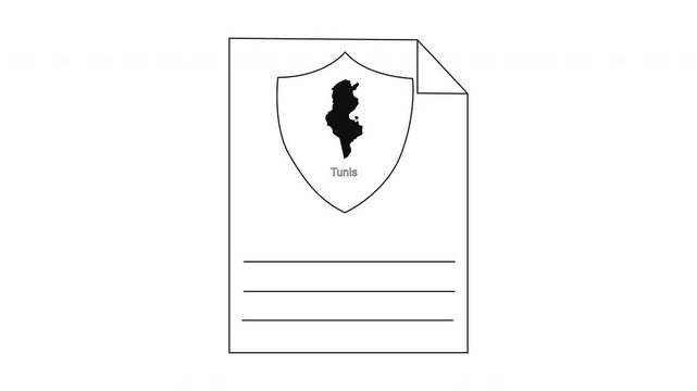 Outline of a document with a shield emblem and lines for text.
