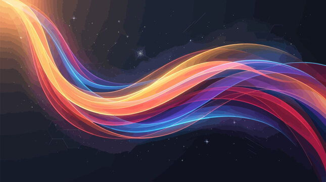 Vibrant wavy lines in space with starry night background