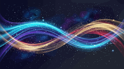 Vibrant wavy lines in space with stars © Hassaan