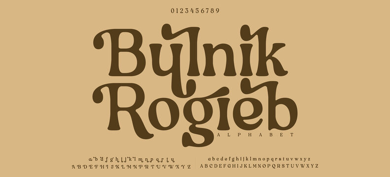 Bulnik Rogieb Minimal modern luxury logo alphabet font. Typography abstract sans serif technology, electronic, movie, future, creative brand logos fonts. vector illustration