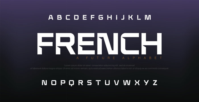 French abstract sports logo alphabet fonts. Typography minimalist urban sana serif digital fashion future creative logos fonts. vector illustration