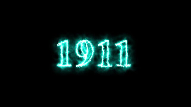 Animated glowing number 1911 with realistic fire and flame effects on a dark background. Perfect for countdowns, year transitions, presentations, and motion graphics projects.