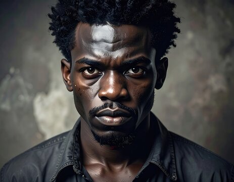 Serious young african american man looking intensely