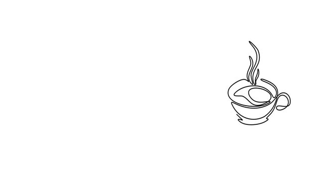 Animated self drawing of continuous line draw of  Coffee Cup Line Collection. Full length one line animation. 4K  