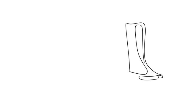 Animated self drawing of continuous line draw of  Boots Fashion Illustration Thigh High Knee High and Gumboots.  Full length one line animation. 4K  
