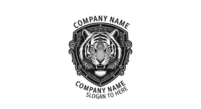Tattoo Style Tiger Emblem Logo