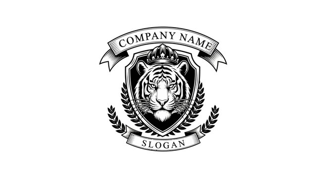 Tiger Crest With Crown and Laurel Wreath