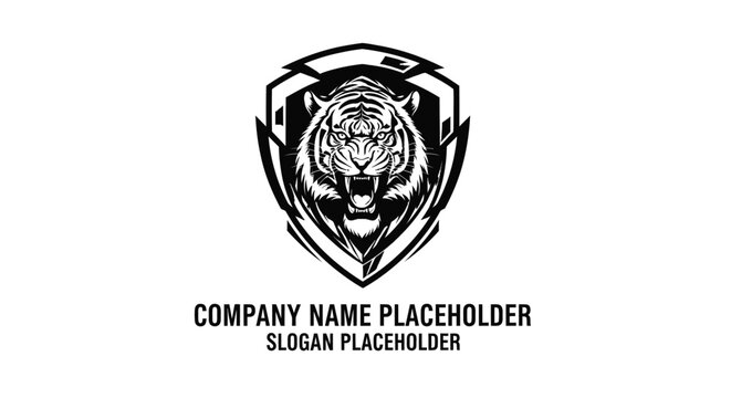 Tiger Head Emblem with Placeholder Text