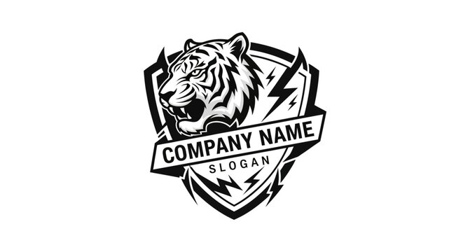 Tiger Head Emblem with Lightning Bolts