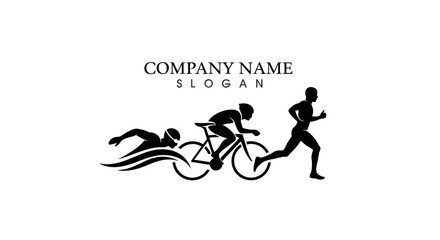 Obraz premium Triathlon Sport Logo - Swim Bike Run Silhouette