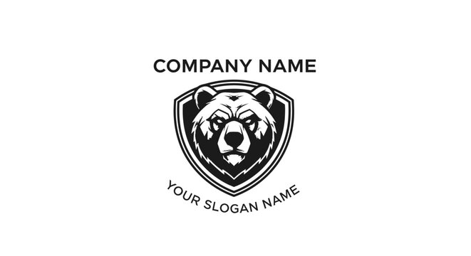 Bear Head Emblem with Company Name and Slogan