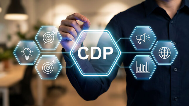 Businessman analyzing customer data platform CDP marketing strategy