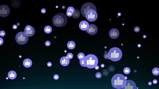 Like Icon flying overlay isolated on black background loop.
