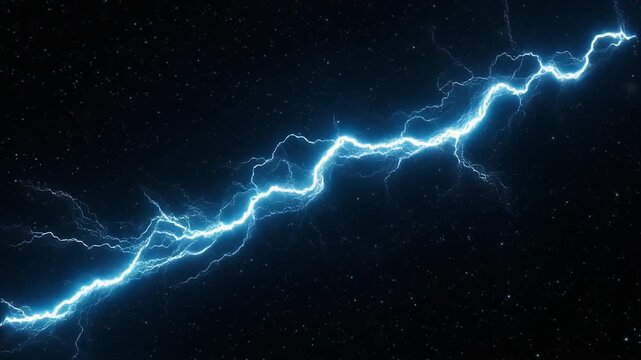 Lightning bolt electric animation flashes blue lightning bolts. Stormy lightning bolt electric animation cuts dark starry skies. Severe lightning bolt electric animation loops storms.