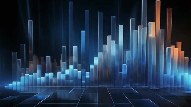 Image photo animation panels abstract digital cityscape blocks. Modern image photo animation lights orange blue bars. Tech image photo animation templates municipal grids.