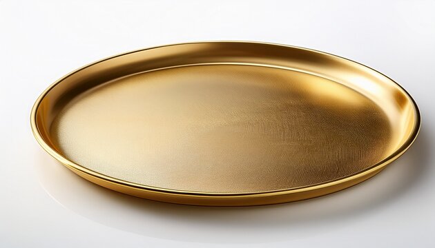 Round Gold Plate Isolated On White Background