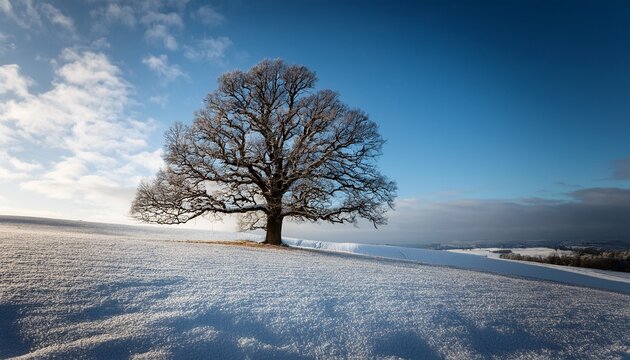 Solitary Oak Tree In Winter