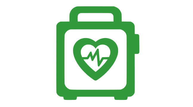 Green first aid kit with heart symbol