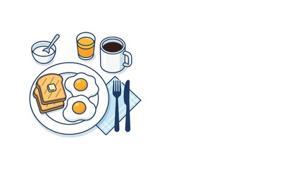 Fototapeta premium Healthy Breakfast Illustration with Eggs and Toast