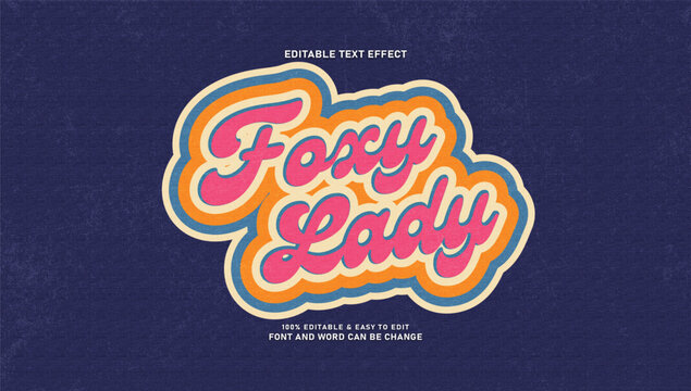 The Retro 70s editable text effect vector illustration with groovy vintage style and dark textured background