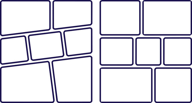 Set of Collage Grid Manga Comic Storyboard Layout Panel Blank Template Vector