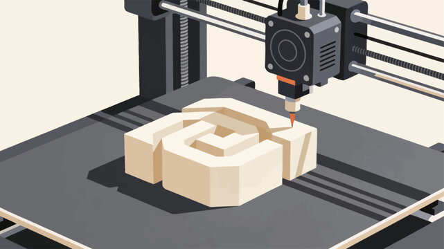3D printer creating plastic object.