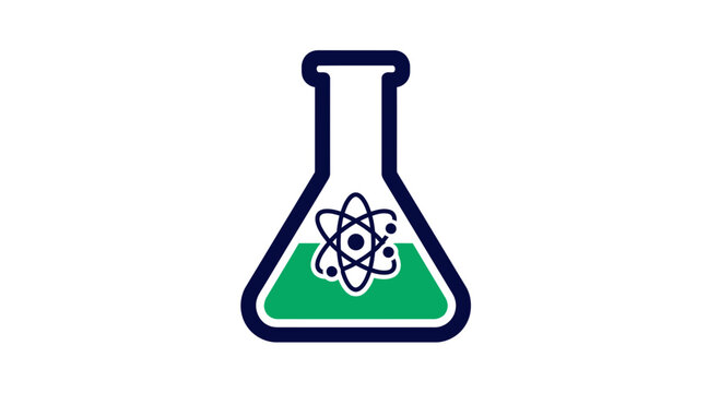 Science Lab Beaker With Atomic Structure Icon Ideal For Educational Content and Logos