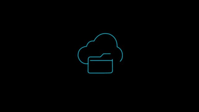 Glowing cloud storage folder with a document icon animation background. presentations needing visuals for file storage concepts.